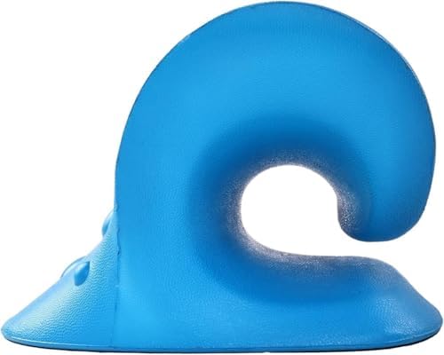 Elevon Neck Stretcher & Cervical Traction Device, Chiropractic Pillow for Neck Pain Relief, TMJ & Spine Alignment, Ergonomic C-Shaped Design with Massage Nodes