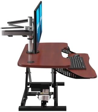 VERSADESK PowerPro Elite 48” x 24” Standing Desk Converter | 48 Inch Electric Height Adjustable Sit to Stand Desk Riser w/Keyboard Tray & USB Hub - Ergonomic Workstation for Home & Office, Cherry