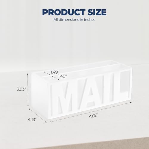 Mail Organizer Countertop, Desk or Wall Mail Holder for Bill Storage, White