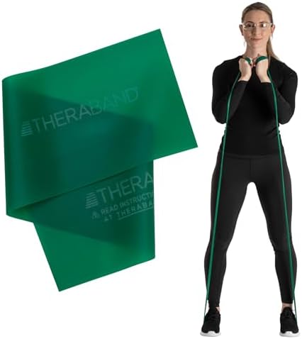 THERABAND Professional Resistance Band, Green Level 3 Heavy, 5 ft Exercise