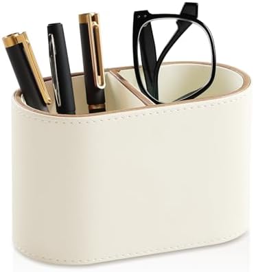 Pen Holder for Desk, Small Remote Control Holder, Beige