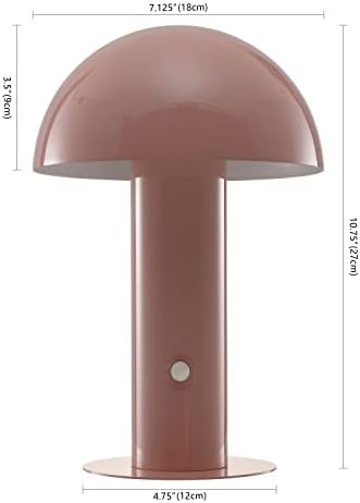 JONATHAN Y Boletus Mushroom Desk Lamp 10.75" Metal LED, Pink