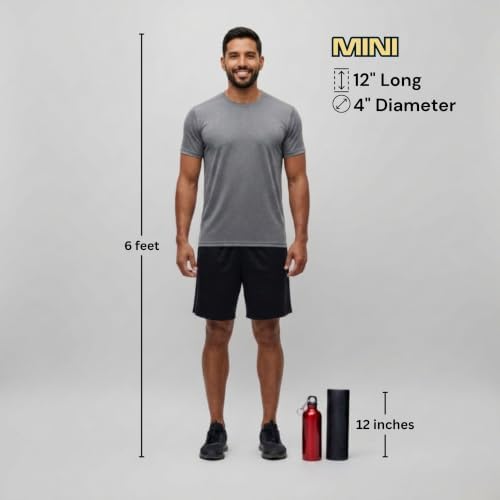 Foam Roller for Muscle Massage, Stiff Back Pain Relief, Physical Therapy, Deep Tissue, Exercise Equipment for Home Gym, Stress, Yoga, Pilates for the Fit Citizen (Black, Mini 12 x 4 Inches)