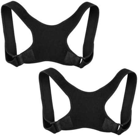 2pcs Posture Correction Belt Black Fabric Back Support Brace