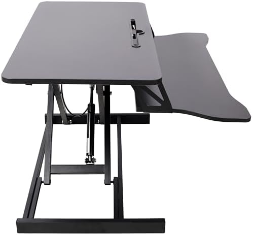 Standing Desk Converter, 32" Wide, Height Adjustable Sit Stand Up Desk Riser with Keyboard Tray, Desktop Workstation for Home Office Computer Laptop, Black