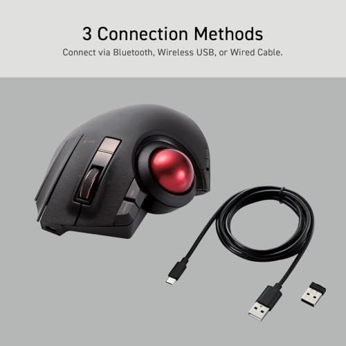 ELECOM EX-G Pro Trackball Mouse Wireless, Ergonomic, Thumb Control