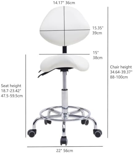 Saddle Stool Chair with Backrest, Adjustable Tilt Rolling Desk Chair