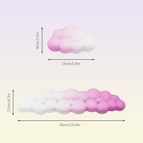 2X Cloud Wrist Rest - Memory Foam Keyboard Palm Rest with Non-Slip Base for Office, Computer, Laptop, Gaming (Purple)