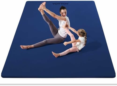 YOTTOY Large Yoga Mat (75 * 52 * 1/2inch),Extra Wide TPE Exercise Mat,Non-Slip Workout Mat for Pilates, Fitness, Barefoot, Home Gym Studio with Strap and Towel