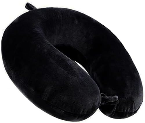 GDEOUP Travel Pillow - Memory Foam Neck Pillow Support Pillow,Luxury Compact & Lightweight Quick Pack for Camping,Sleeping Rest Cushion (Black)