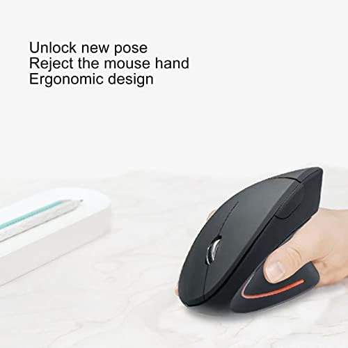 Jectse Vertical Mouse, 2.4G Wireless, Adjustable DPI, Battery Powered, Lighted, Quiet, Ideal for Gaming and Working