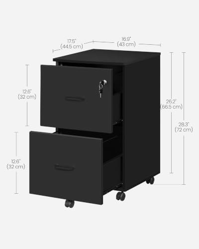 VASAGLE 2-Drawer File Cabinet, Small Rolling, Locking, Printer Stand