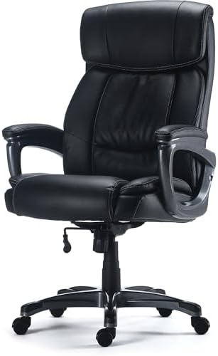 Staples Lockland Ergonomic Leather Managers Big & Tall Chair, 400 lb. Capacity, Black, 2/Pack