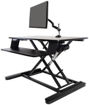 Ergotech Freedom Electronic Desk, Includes Fully Assembled E-Desk, Space for Two 24 inch Computer Screen Monitors, Touch of a Button Height Adjustment, Adjustable Keyboard Tray, Black