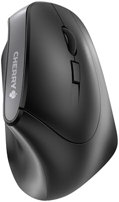 Cherry MW4500 Wireless Vertical Ergonomic Optical Mouse, up to 1200 DPI, 6 Buttons and Scroll Wheel for Laptop, PC, Desktop or Mac. Right Handed.