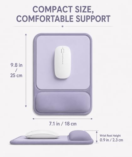 eulps Ergonomic Mouse Pad with Wrist Rest, Gel Mousepad with Soft Wrist Support, Non-Slip PU Base, Smooth Surface Mouse Pad for Wrist Pain Relief, Computer Laptop Office Home & Gaming (Purple)