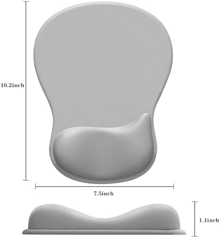 Mouse Pad with Wrist Rest,Ergonomic Mouse Pad with Comfortable Gel Wrist Rest Support and Non-Slip PU Base for Easy Typing Pain Relief, Durable and Washable(Gray)