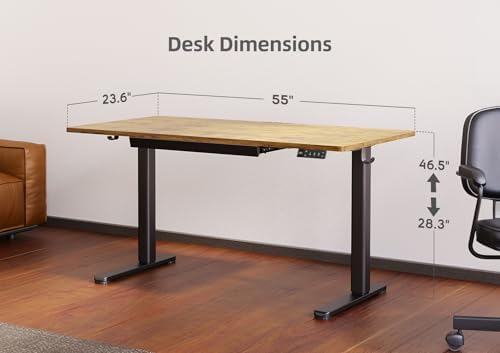 Claiks Electric Standing Desk with Drawers, 55x24 Inch Rustic Brown