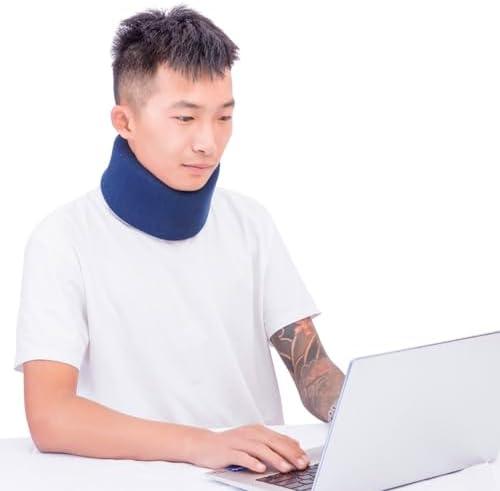 Neck Braces for Neck Pain and Support High-Density Comfort Cervical Collar for Vertebrae Stable and Aligned, Relieve Injury Spine Pressure – Neck Brace for Women & Men Sleeping, Working, Posture (Blue, Medium-Plus)
