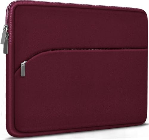 Laptop Sleeve 15.6 inch, Durable Portable Monitor Protective Cover with Front Pocket, Traveling Laptop Case Compatible for HP, Dell, Asus, Lenovo, Wine Red
