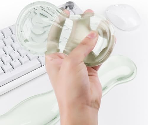Gel Keyboard and Mouse Wrist Rest, Cute Wrist Support and Arm Support Keyboard Rest for Keyboard and Mouse Typing Pain Relief，Suitable for Office/Computer/Laptop/Gaming（Transparent Green Set ）