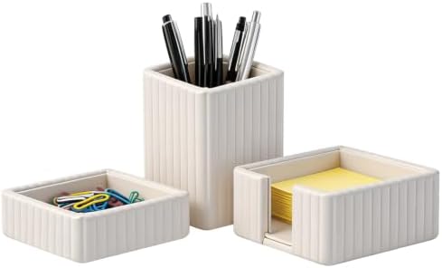 3 Pack Desk Organizer Set of Pen Holder,Paperclip Storage Sticky Note Holde