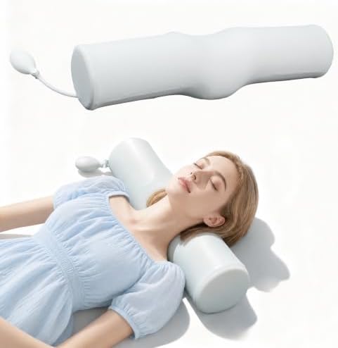 SMDR Adjustable Cervical Neck Pillow for Pain Relief Sleeping, Memory Foam Neck Roll Bolster with Air Cushion Support, Ergonomic Design for Neck and Shoulder Comfort, Washable Cover, 4.71" x 23.61"