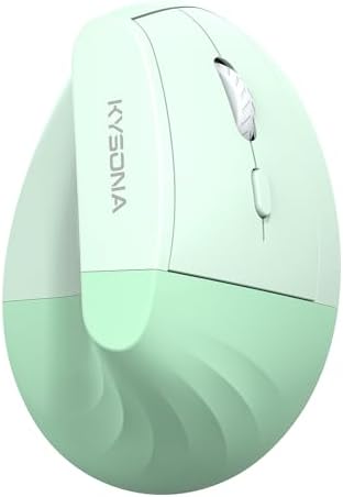 KYSONA EM18 Wireless Ergonomic Vertical Mouse, Ergo Design, Bluetooth Cordless Mouse for Medium/Large Hands, Silent Click, 5-Level Adjustable DPI, Carpal Tunnel Mice for Computer/PC/Mac/Laptop, Green