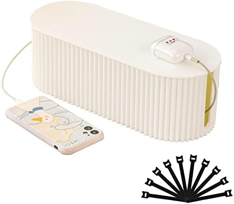 FABROK Cable Management Box, Plastic Cord Hider Box, Small, White