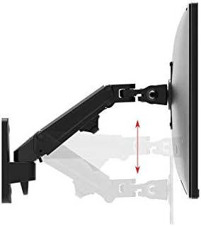 Monoprice Full Motion Wall Mount - for Monitors Up to 27 Inch, Adjustable Gas Spring, 1-Segment, Supports Max Weight 15.4 Pounds, Black - Workstream Collection