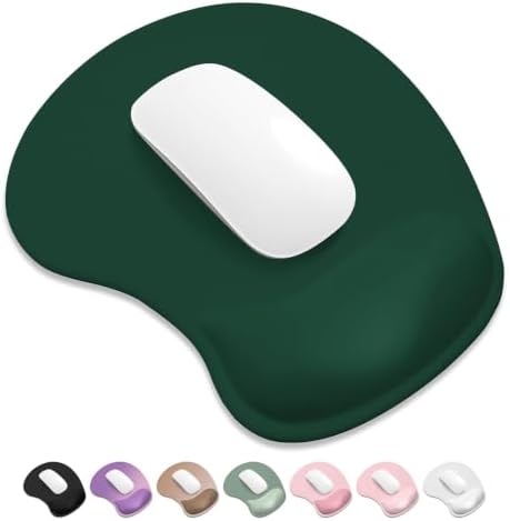 ITNRSIIET Ergonomic Mouse Pad, Cushioned Gel Wrist Rest, Non-Slip Base, Smooth Surface, Cute Multi-Color, 9.5 x 8.2 in, Deep Green