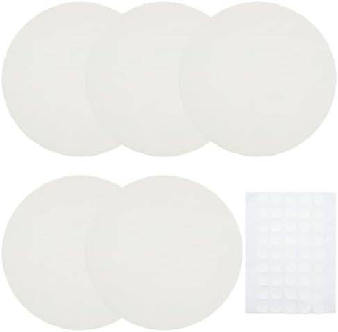 PH PandaHall 5pcs Lamp Shade Diffuser Fabric Ivory Lampshade Replacement with 50pcs Plastic Stickers Dazzling Proof Lampshades Round Lamp Cover for Downlight Spotlights Pendants Light 6.3 Inch
