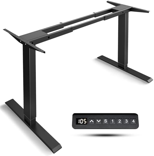 Dual Motor Standing Desk Frame- Height Adjustable Electric Desk Legs, Heavy Duty Sit to Stand Up Desk Base, 4 Memory Settings Controller for Adjustable DIY Desktop, Over 300 lbs Load Capacity
