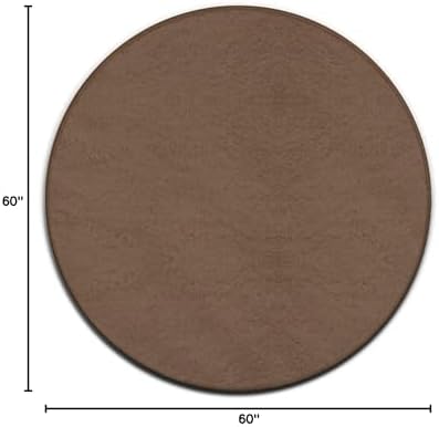 Machine Washable Modern Round Area Rug, Room Sofa Yoga Soft Round Carpet, Home Decor Non Slip Kitchen Office Circle Rug Brown, 60inch