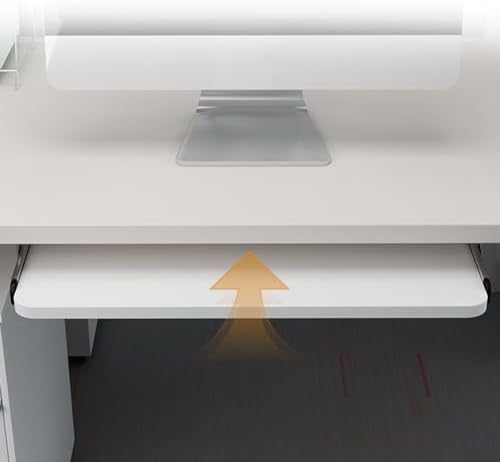 Under Desk Keyboard Drawer, 10-inch Wide Computer Tray, White Slide-Out Desktop Keyboard Shelf for Home Office Study, 65x25cm 75x25cm(29.5x10inch)