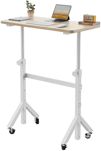 ErGear Small Standing Desk Adjustable Height, 6 Height Settings Up to 46.5″, Walking Pad Desk with Triangular Leg Design, Smooth Mobility with Lockable Wheels, Standing Desk for Walking Pad