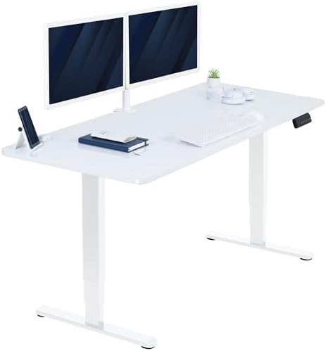VIVO White Dry Erase 60 x 24 in Standing Desk, DESK-KIT-2W6WE