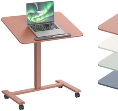 TopJob ANYDESK FOLD Mobile Standing Desk, Portable with Lockable Wheels, Foldable Stand Desk, Rolling Computer Workstations, Used for Home, Couch Side Table, Bedside Table in Bed Room Kitchen