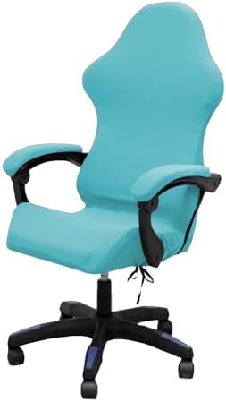 Gaming Chair Cover Set with Armrest Covers, Stretch Ruffled Slipcover for Racing Office Computer Reclining Chairs (Sky-Blue)