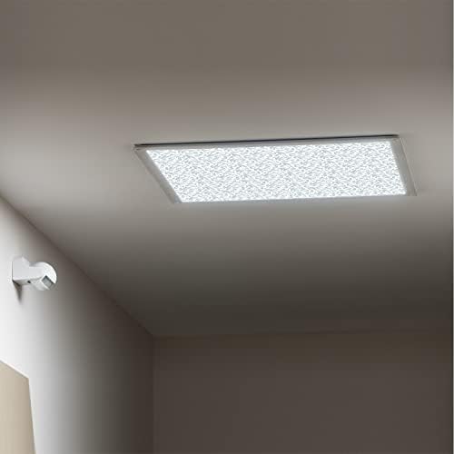 Fluorescent Light Cover Decorative Ceiling Light Filters,Eucalyptus Pattern,for Classroom Office Hospitals Home Ceiling Decorative,2ft x 4ft,Baby Blue and White