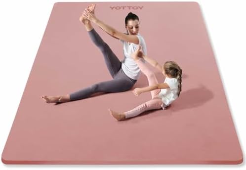 YOTTOY Large Yoga Mat (75 * 52 * 1/2inch),Extra Wide TPE Exercise Mat,Non-Slip Workout Mat for Pilates, Fitness, Barefoot, Home Gym Studio with Strap and Towel