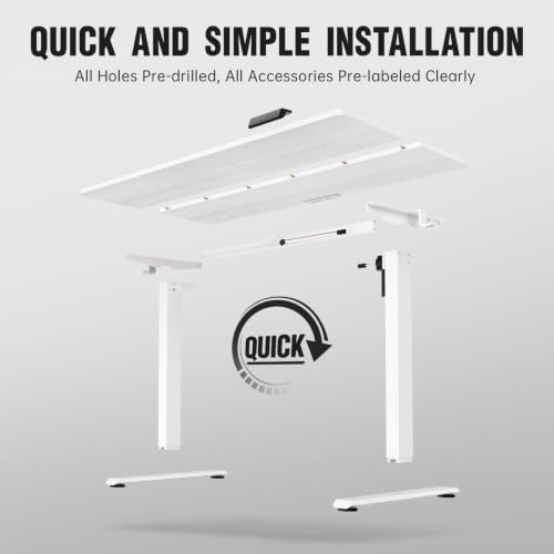 Veken 63×27.6 Inch Large Electric Standing Desk, Gaming Table, White