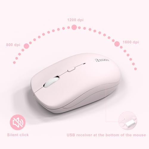 Wireless Keyboard and Mouse Combo Silent for Office and Home(Pink-B)