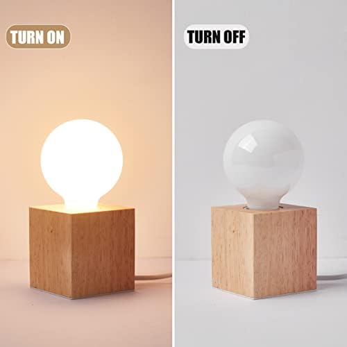 Vintage Table Lamp,Small Bedside Lamp with Square Wooden Base Desk Lamp, E26 60W Night Light Perfect for Bedroom Living Room Home Art Display Cafe Bar Studio Antique Decor(Without Bulb)