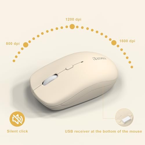 Wireless Keyboard and Mouse Combo Silent for Office and Home(Latte Color)