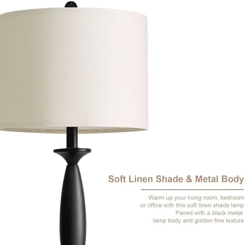 Oneach 28" Modern Table Lamps Set of 2 for Living Room Bedroom, USB Ports