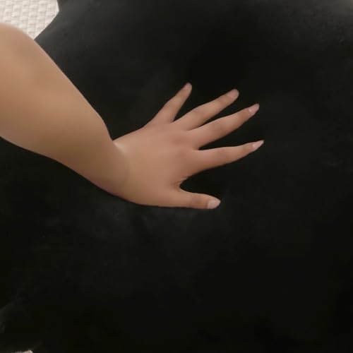 Soft Reading Pillow for Bed with Arms,Middle,Black,Faux Fur