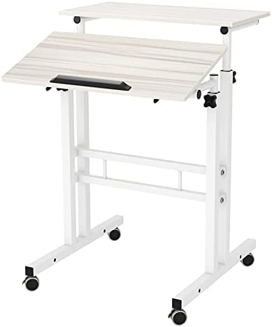 soges 23.6inch Height Adjustable Desk Laptop Desk on The Wheels, Beige