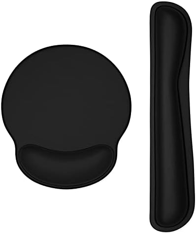 Dapesuom Keyboard Wrist Rest and Mouse Pad with Wrist Support, Memory Foam Cushion for Keyboard and Mouse Set, Ergonomic Desktop Pad Rests with Non Slip Base for Easy Typing & Pain Relief, Jet Black