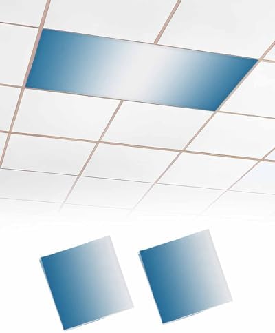 Blue Ombre Geometric Stripes Rainbow Pastel White Magnetic Fluorescent Light Covers for Ceiling Lights 2 x 4 Feet,Office Classroom Kitchen Drop Ceiling Light Covers Lighting Filters Shade 2 Packs